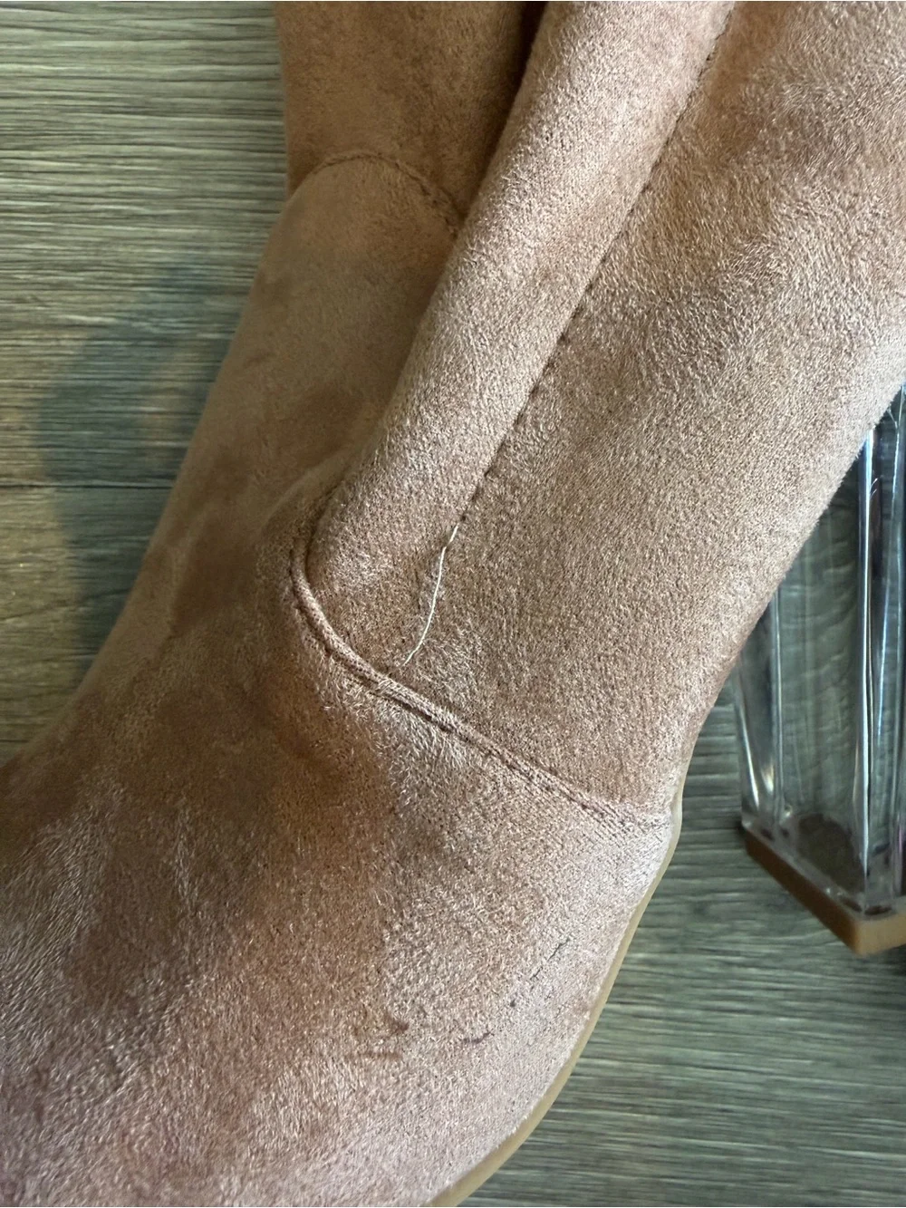 Windsor Women's Over-the-Knee Suede Boots in Tan with Clear Block Heel